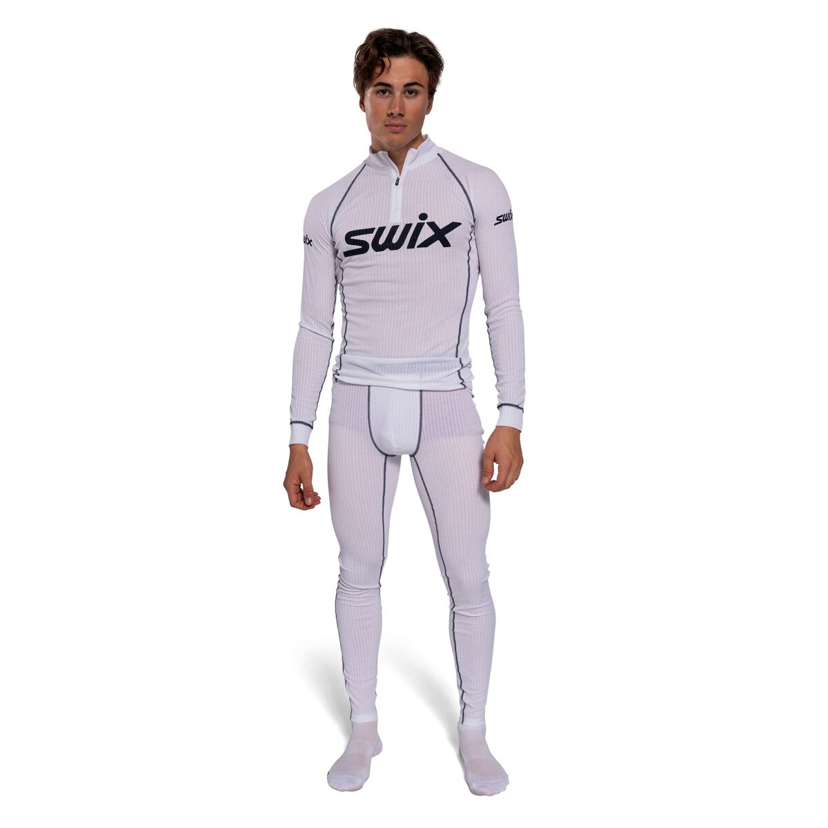 Levně Swix RaceX Classic Half Zip M Bright White/Dark Navy L