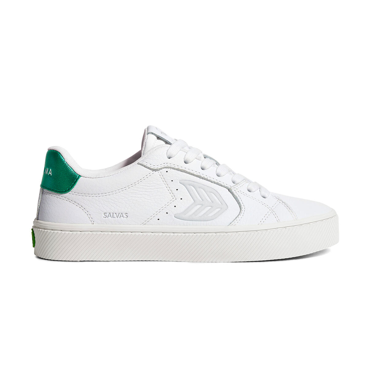 Levně Cariuma SALVAS White Premium Leather Ice Logo Metallic Green Sneaker M White/Ice&Metallic Green 43
