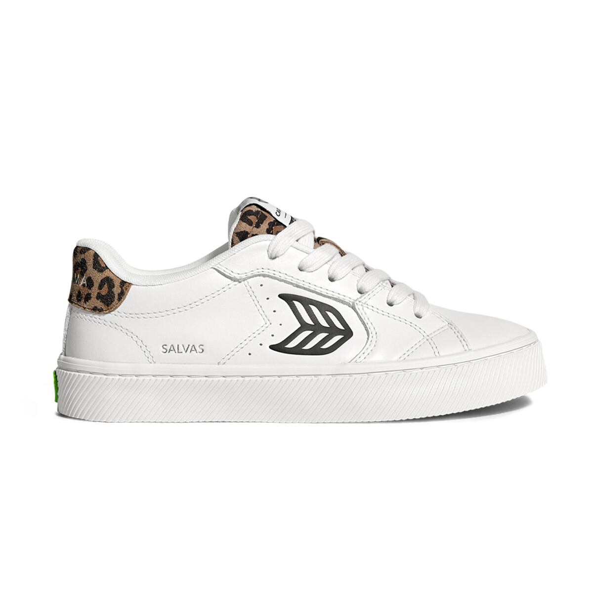Levně Cariuma SALVAS White Leather Black Logo Leopard Print Sneaker M White/Leopard Print 40.5