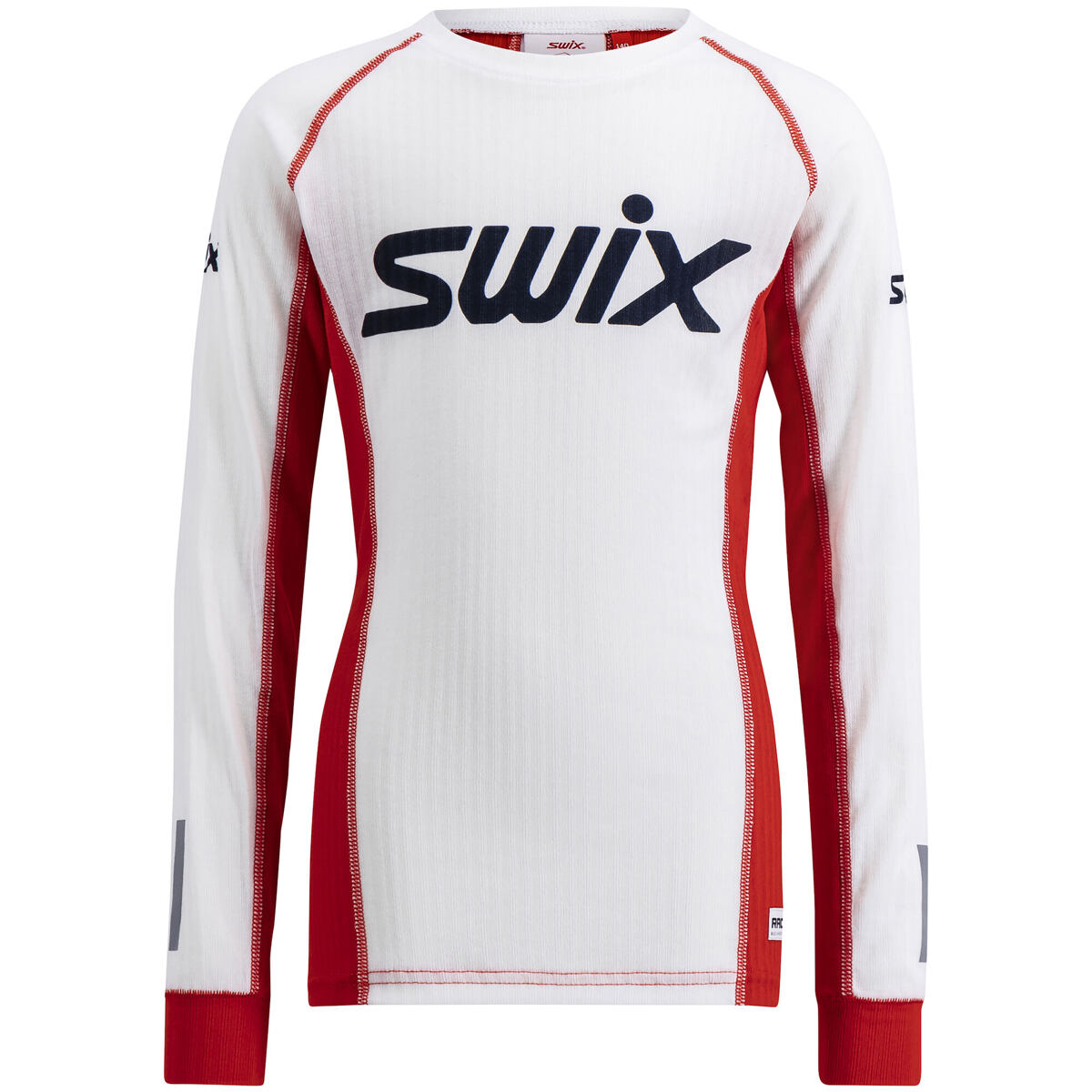 Levně Swix Roadline RaceX Long Sleeve Jr Bright White/Fiery Red 116