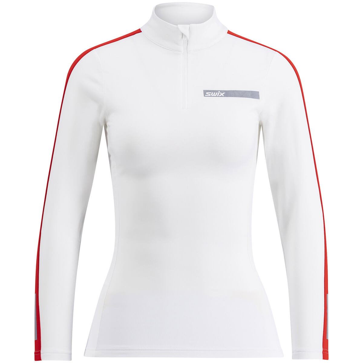 Levně Swix Roadline NTS Half Zip Baselayer Top W Bright White/Fiery Red XL