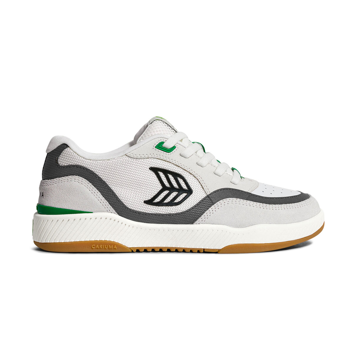 Levně Cariuma UBA PRO Smoke White Suede Off-White Mesh Black Logo Green Sneaker M White/Black&Green 43.5