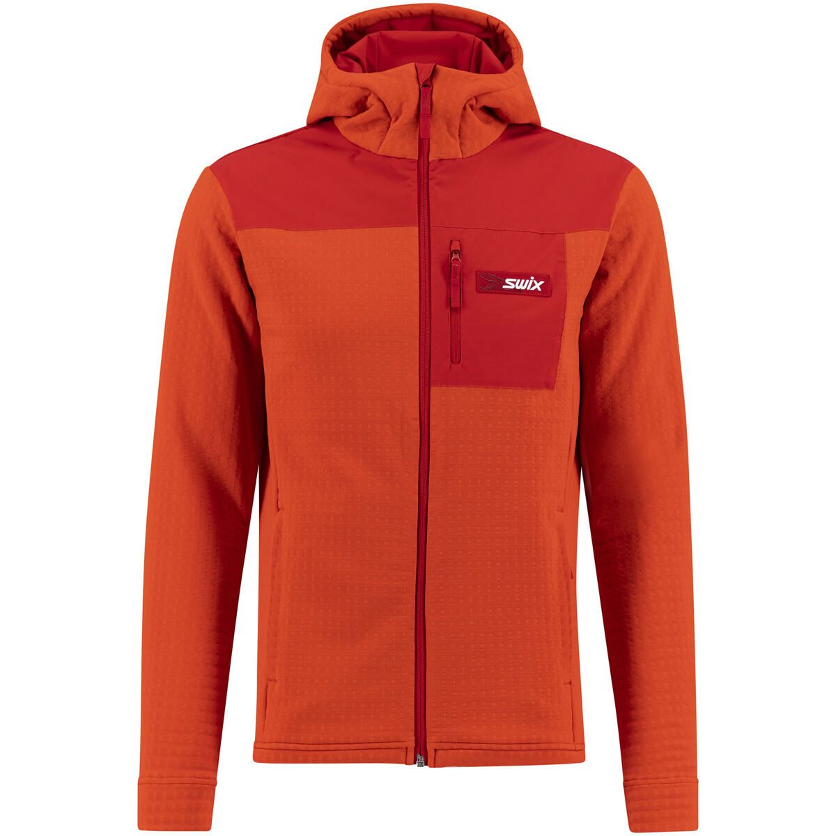 Levně Swix Surmount Stormfleece Hood Jacket M Fiery Red XL