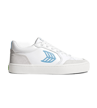 Pánské volnočasové boty Cariuma VALLELY White Leather Vintage White Suede Argentina Blue Logo Sneake