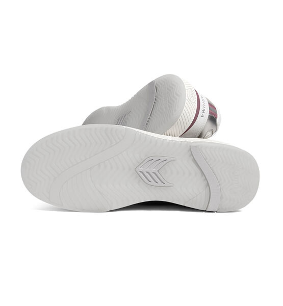 Pánské volnočasové boty Cariuma UBA White Leather and Suede Blush Pink Logo Silver Accents Sneaker