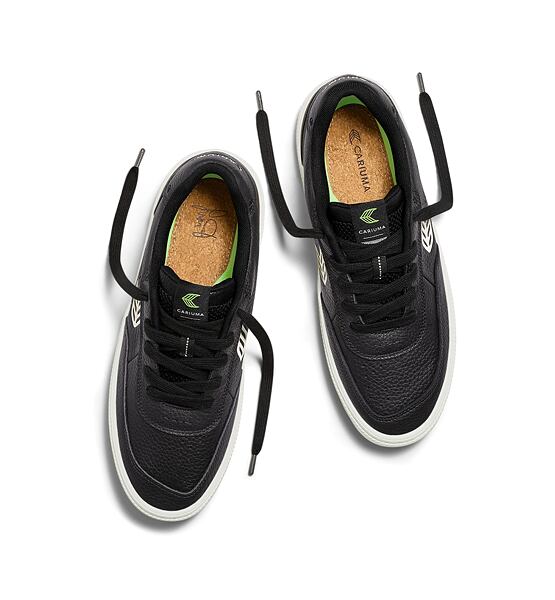 Pánské volnočasové boty Cariuma LUAN PRO Black Premium Leather Ivory Logo Sneaker