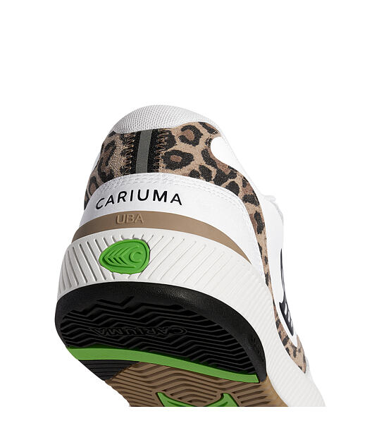 Pánské volnočasové boty Cariuma UBA White Leather Leopard Print Suede Black Logo Sneaker
