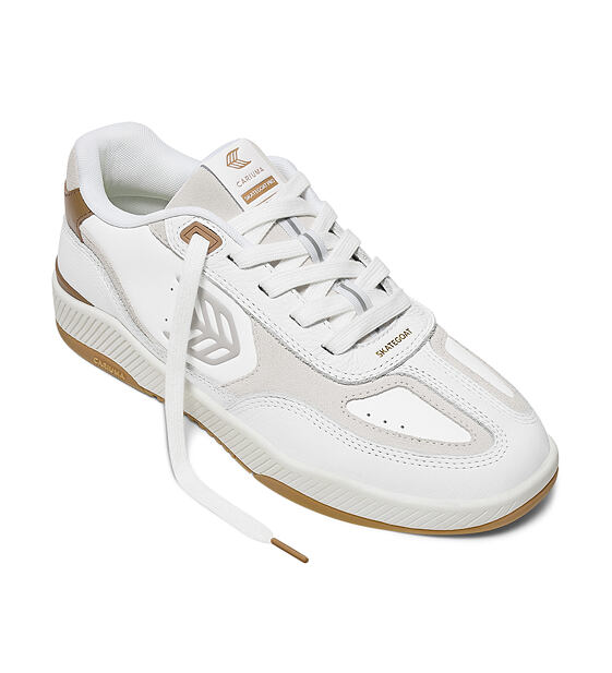 Pánské volnočasové boty Cariuma Skategoat C25 White Leather Silver Cloud Logo Camel Sneaker