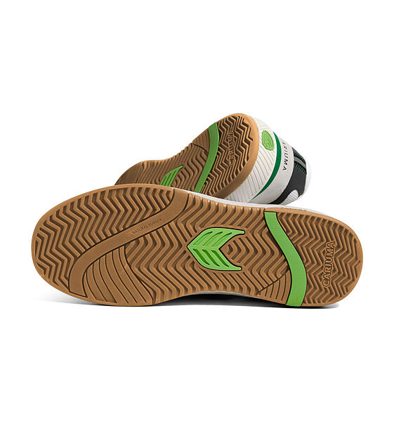 Pánské volnočasové boty Cariuma UBA PRO Smoke White Suede Off-White Mesh Black Logo Green Sneaker