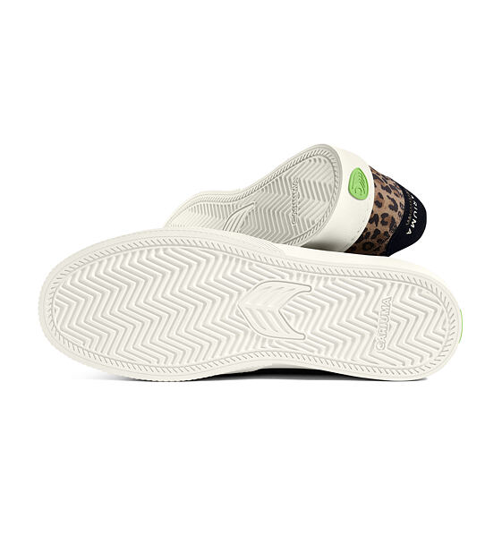 Pánské volnočasové boty Cariuma NAIOCA Leopard Print Suede Ivory Logo Sneaker