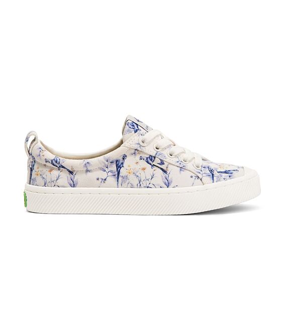 Pánské volnočasové boty Cariuma OCA Low White Spectrum Blue Parrot Print Canvas Sneaker
