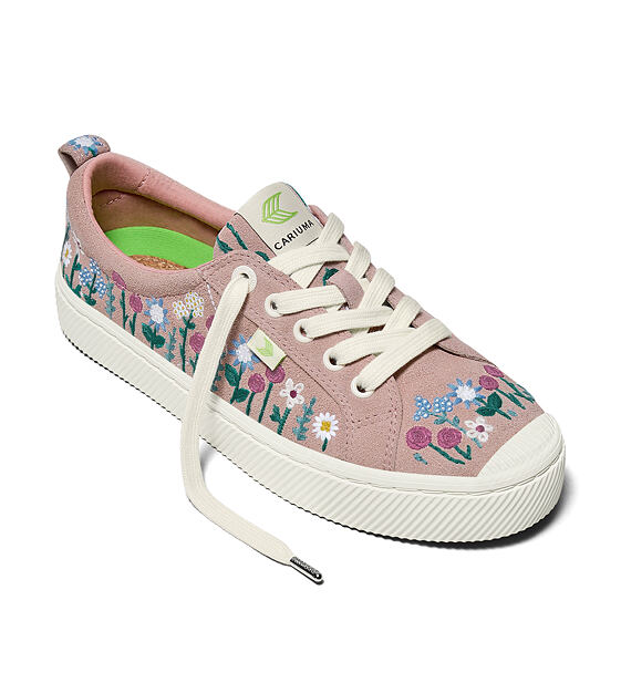 Pánské volnočasové boty Cariuma OCA Low Rose Suede Embroidered Flowers Sneaker