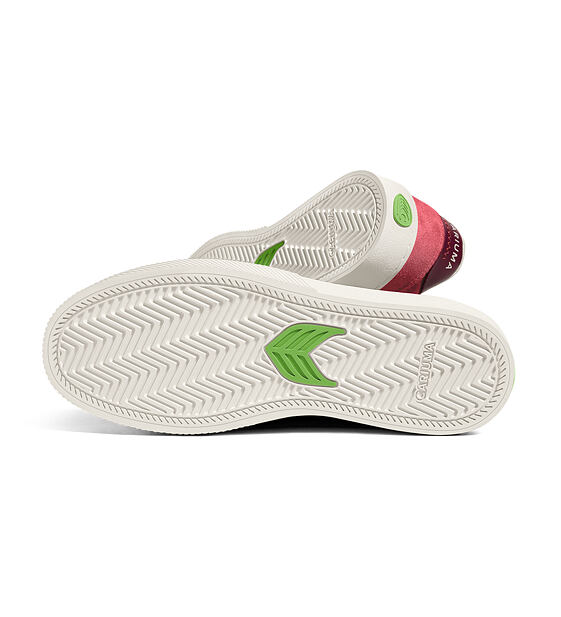 Pánské volnočasové boty Cariuma NAIOCA Watermelon Suede Ivory Logo Ruby Wine Sneaker