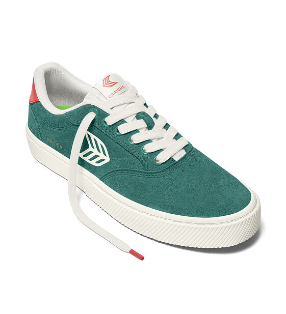 Pánské volnočasové boty Cariuma NAIOCA Teal Suede Ivory Logo Watermelon Sneaker