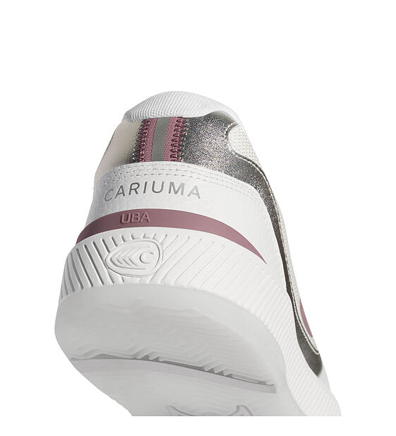 Pánské volnočasové boty Cariuma UBA White Leather and Suede Blush Pink Logo Silver Accents Sneaker