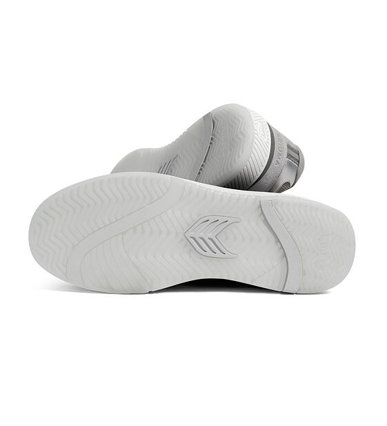 Pánské volnočasové boty Cariuma UBA Light Grey Suede and Mesh Charcoal Grey Logo Silver Accents Snea