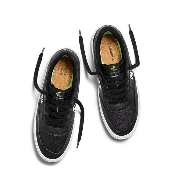 Pánské volnočasové boty Cariuma LUAN PRO Black Premium Leather Ivory Logo Sneaker