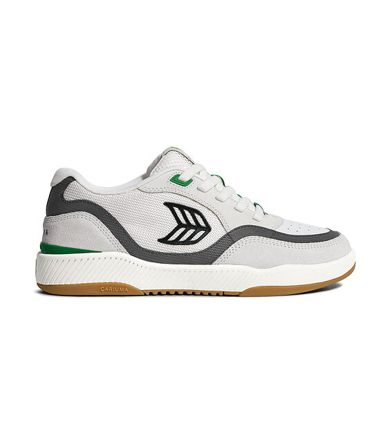 Pánské volnočasové boty Cariuma UBA PRO Smoke White Suede Off-White Mesh Black Logo Green Sneaker