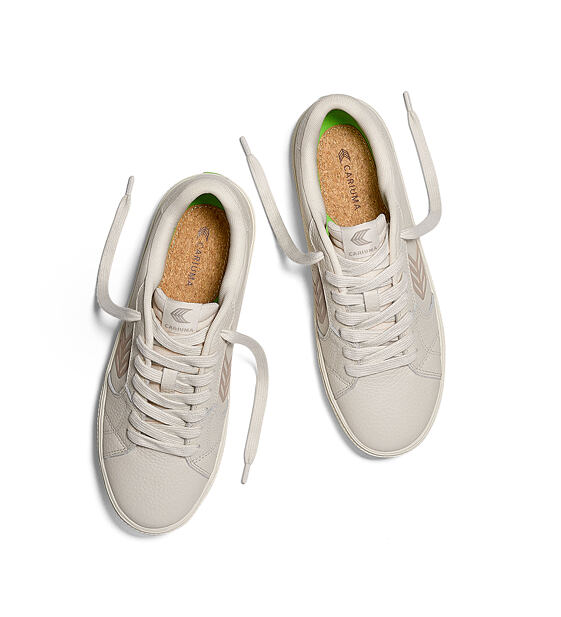 Pánské volnočasové boty Cariuma SALVAS All Almond Milk Premium Leather Plaza Taupe Logo Sneaker
