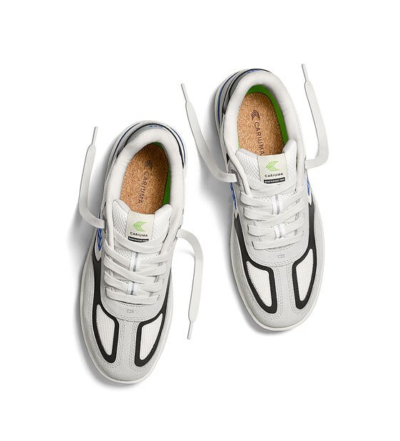 Pánské volnočasové boty Cariuma Skategoat C25 PRO Smoke White Suede Off-White Mesh Bold Blue Logo Bl