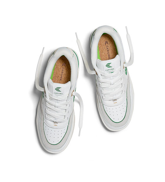 Pánské volnočasové boty Cariuma UBA Gum White Leather Green Logo Sneaker