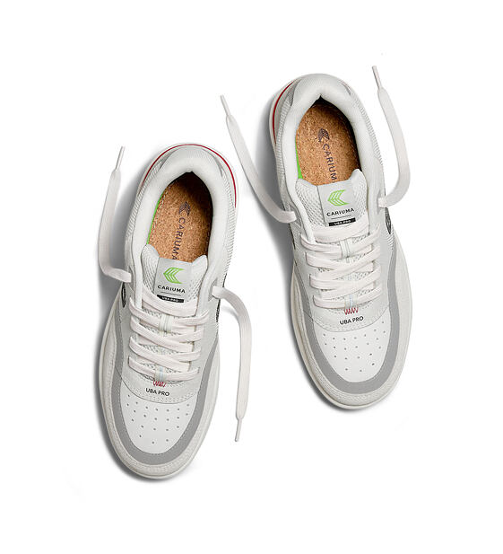 Pánské volnočasové boty Cariuma UBA PRO Smoke White Suede Off-White Mesh Black Logo Red Sneaker