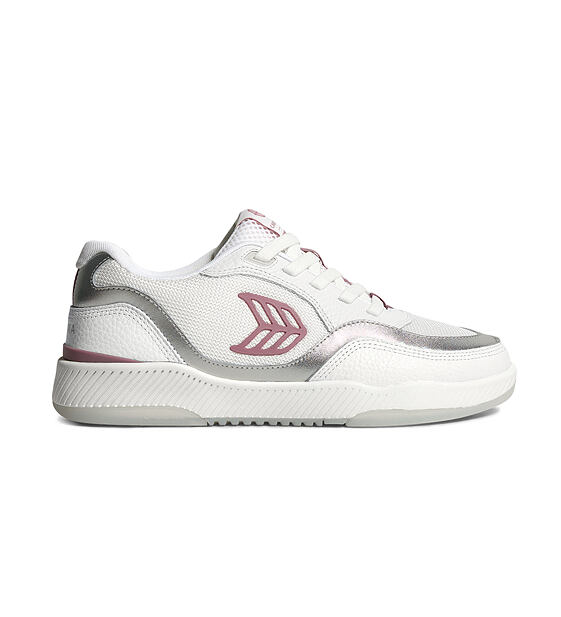Pánské volnočasové boty Cariuma UBA White Leather and Suede Blush Pink Logo Silver Accents Sneaker